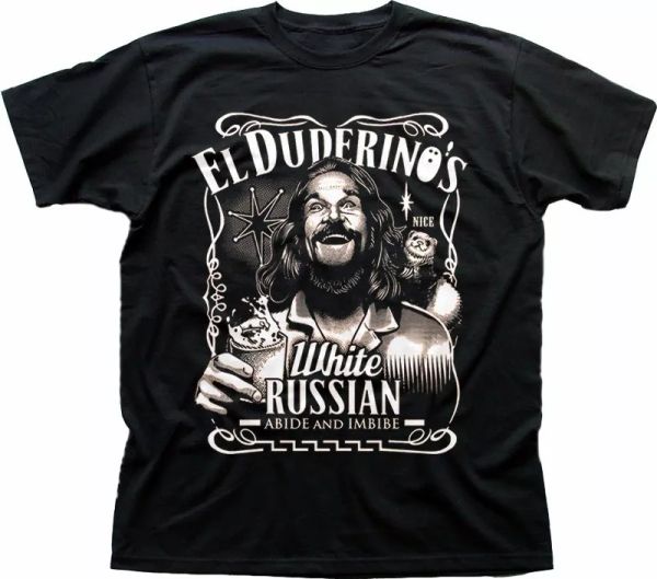 

the dude big lebowski abide poster jeff bridges el duderino black t-shirt 9277, White;black