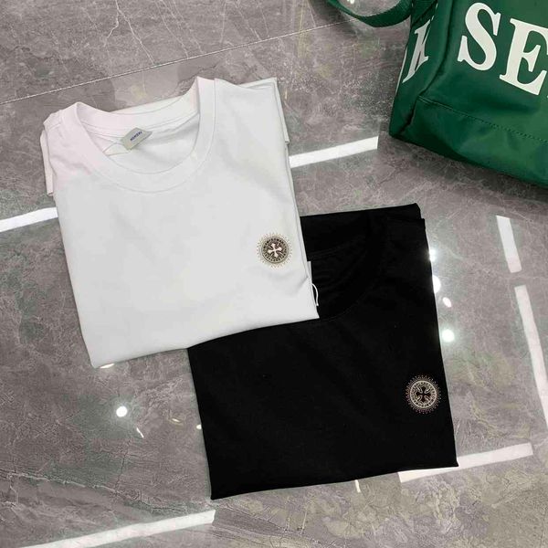 

21 summer men's short sleeve t-shirt bottoming drill small standard cross pure cotton european simple vers, White;black