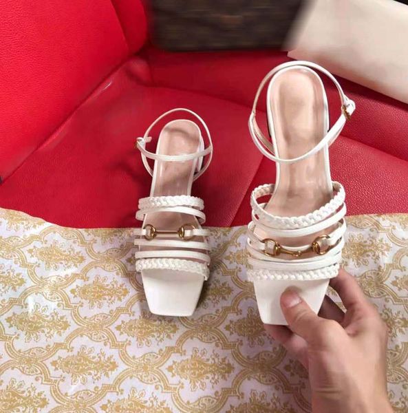 

fashion women shoes sandals heels beach thick bottom slippers alphabet lady sandal leather high heel shoe slides, Black