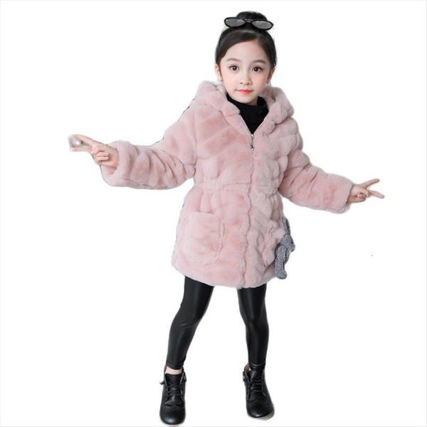 

girls winter jackets autumn and childrens trend thickened warmth clothes baby faux fur wool coat kids 11, Blue;gray
