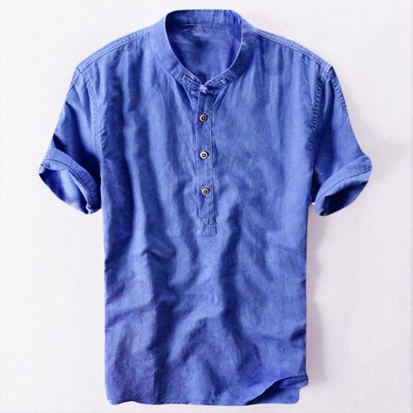 

summer hawaiian shirt male men polo casual short sleeve shirts stand collar print cool thin clothing, White;black