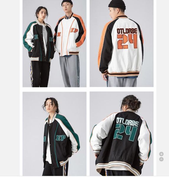 

women's jackets oversized bomber jacket 2021 spring&autumn embroidery varsity baseball coat loose streetwear, Black;brown