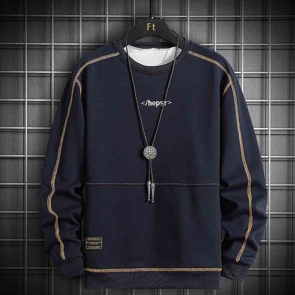 

fashion brand long sleeve t-shirt spring and summer hip hop loose bottomed shirt trend handsome solid color sweater men's fashion, Black