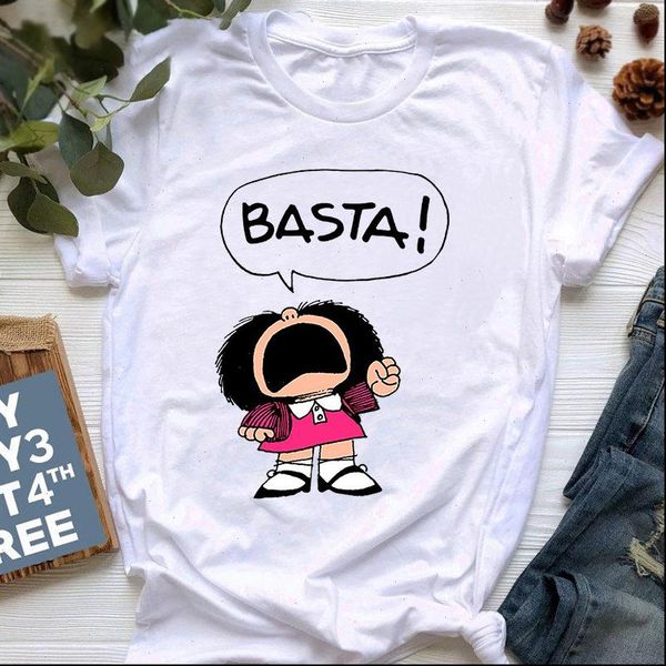 

mafalda t women shirt summer harajuku letter print short sleeve fashion creativity casual girl tee 90s cartoon femme, White