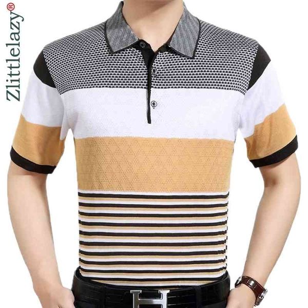 Marka Rahat Yaz Çizgili Kısa Kollu Polo Gömlek Erkekler Poloshirt Jersey Lüks Erkek Polos Tee Gömlek Elbise Modası 41616 210401