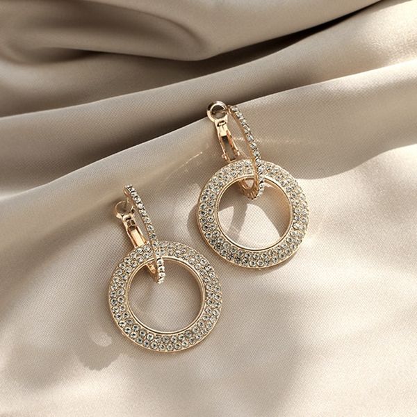 

2021 designers women's earringshigh s925 new texture fashion star net red temperament flash diamond simple circle female cool, Golden