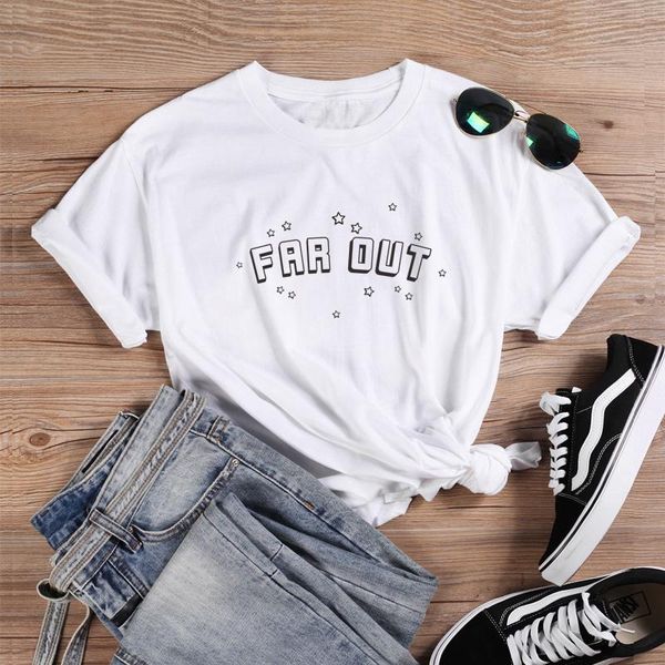 

women's t-shirt far out fashion korean plus size women 90s aesthetic cotton funny letter female clothing o neck short sleeve girl tees, White