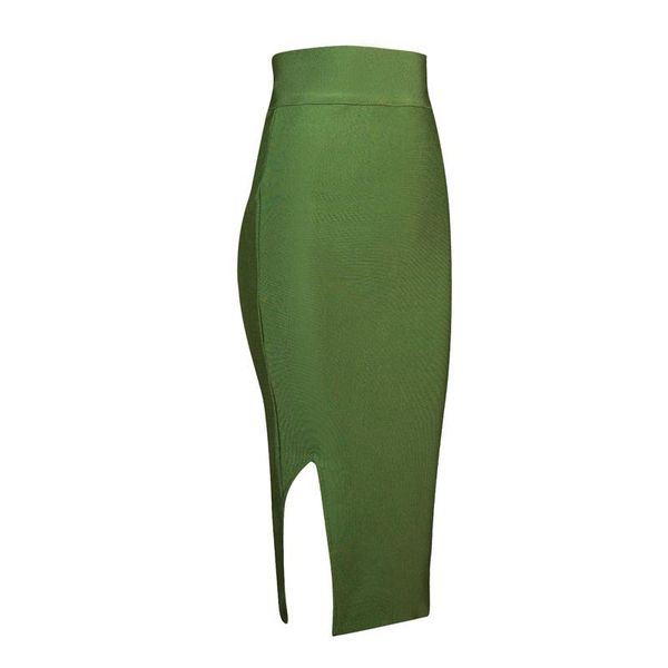 

customize plus size bodycon stretch split midi women evening party skirts beige black yellow green navy pink