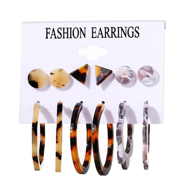 

bohemian acrylic dangle earring set for women oversize geometric crystal twist circle rainbow color earrings jewelry, Silver
