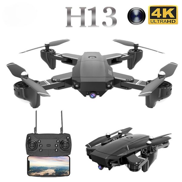 

h13 rc drone 4k hd camera professional aerial quadcopter children's toy wifi fpv real-time transmission black