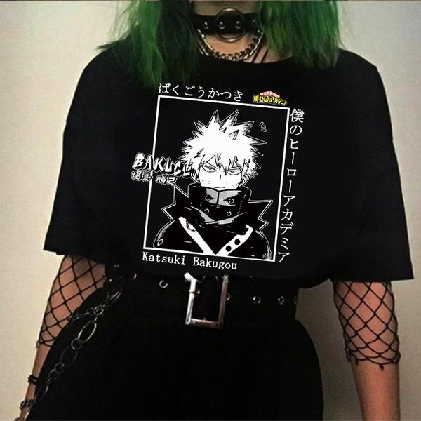 

men's t-shirts boku no hero academia tshirt katsuki bakugou my t-shirt cosplay costume amine t shirt, White;black