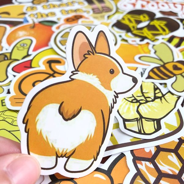 

50pcs cartoon yellow ins style vsco girl stickers for lapmoto skateboard luggage refrigerator notebook laptoy sticker