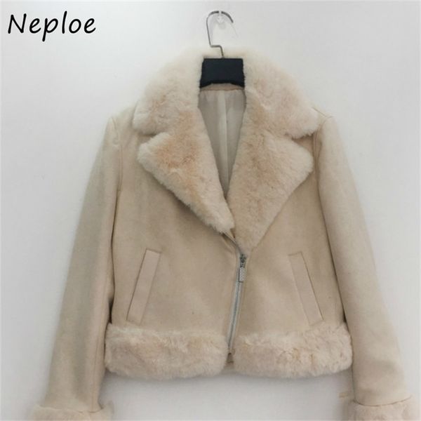 Neploe Outono Inverno Doce Vintage Casaco Estilo Japonês Bolos Duplos Casaco Mulher Casaco De Pele Quente Femme Tops 211014