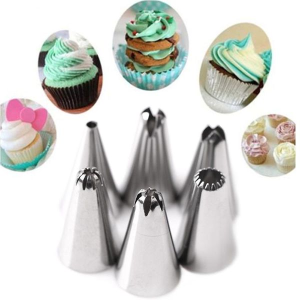 

cake tools fheal silicone icing piping cream pastry bag with 6pcs stainless steel nozzle sets diy decorating baking tool bakeware