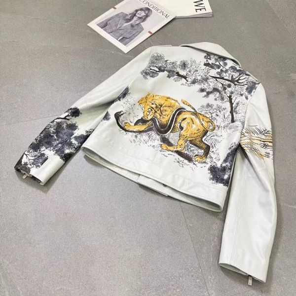 

women's leather & faux short clothes fashion women coat spring zealand import genuine jacket animal motifs locomotive model female over, Black