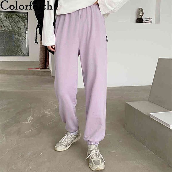 

colorfaith new women's spring autumn women pants fashionable high waist sweatpants jogging ankle-length lady trousers p4041 210413, Black;white