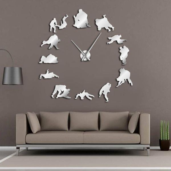 

wall clocks martial arts judo diy giant clock jujitsu fighter boxing large jjujitsu strong fitness attack sports art