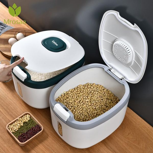 

5/10/15kg kitchen collection nano-bucket moisture-proof sealed rice cylinder grain dog household storage box container bottles & jars