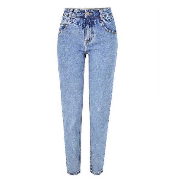 

high waist jeans women ankle-length cowboy light wash streetwear cotton blue straight denim pants spring women's clothing 210625