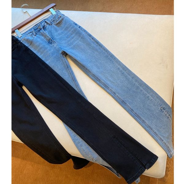 

women's jeans wang fried god pants wear super model legs ~ high end fashionable split slim waist jeans new style in spring and summer, Blue