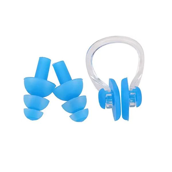 Tappi per le orecchie con clip per naso da nuoto set da casa in morbido silicone impermeabile 6 colori GF128