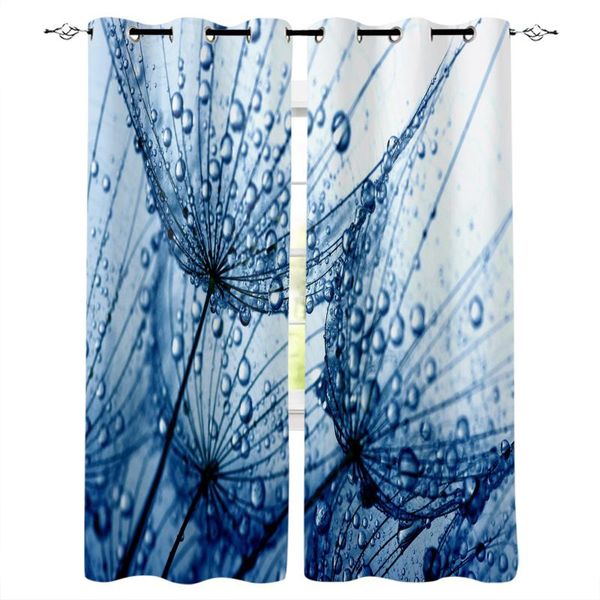 

curtain & drapes blue dandelion flower droplets window curtains home decor kitchen draperies living room for bedroom