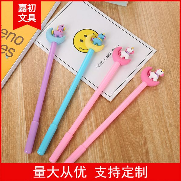 

pen cartoon moon unicorn gel creative stationery cute moon pony water signature