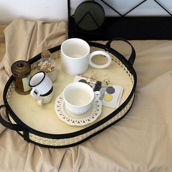 

rattan storage basket dessert fruit cake bread box woven desksundries severing tray baskets