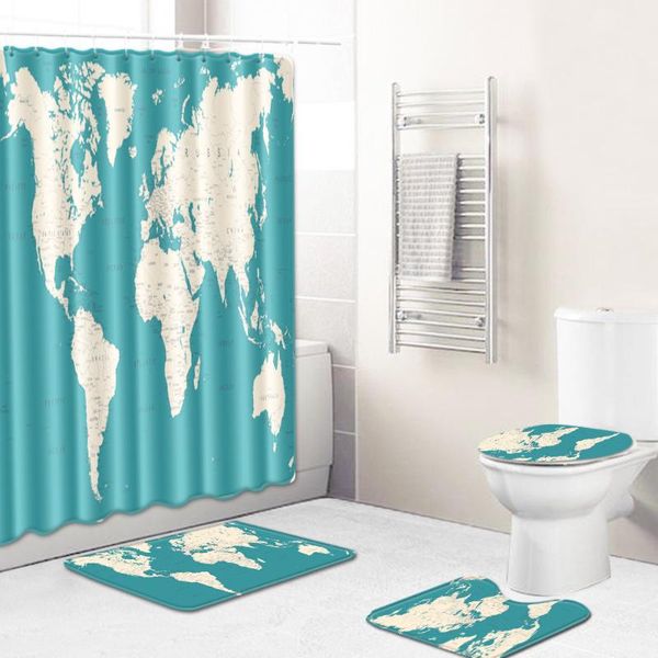 

classic pattern shower curtain printing bathroom wall-mounted bath mats