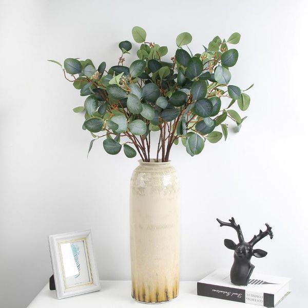 

decorative flowers & wreaths 85cm green artificial eucalyptus leaf plants wedding decoration flower arrangment faux foliage fake branch home