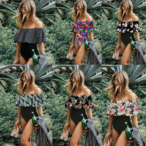 

one-piece suits nature armour 2021 women's swimsuit strapless ruffled high waist plus size cover up