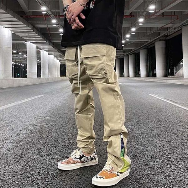

men's pants tornozzle with cashew zipper prints pockets overgrown men's overalls cordon oversize casual hip hop pants loose cargo, Black
