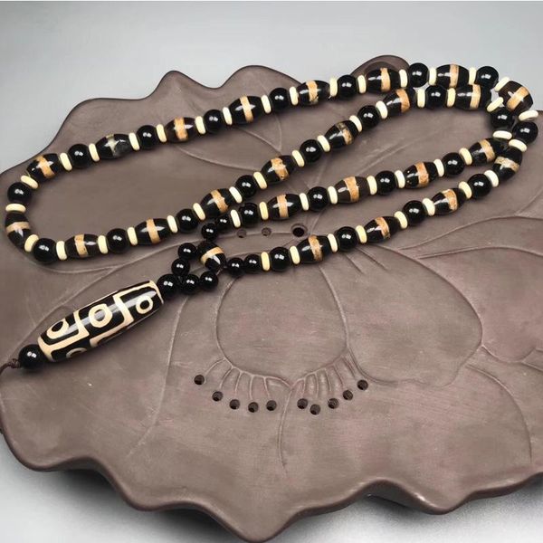 

chains selling natural dzi bead necklace charm jewellery women's hand-carved for women men fashion accessories a002, Silver