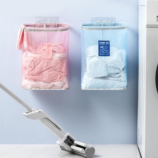 

laundry bags portable wall hanging basket underwear socks barrel bucket clothing storage bag foldable bathroom organizer