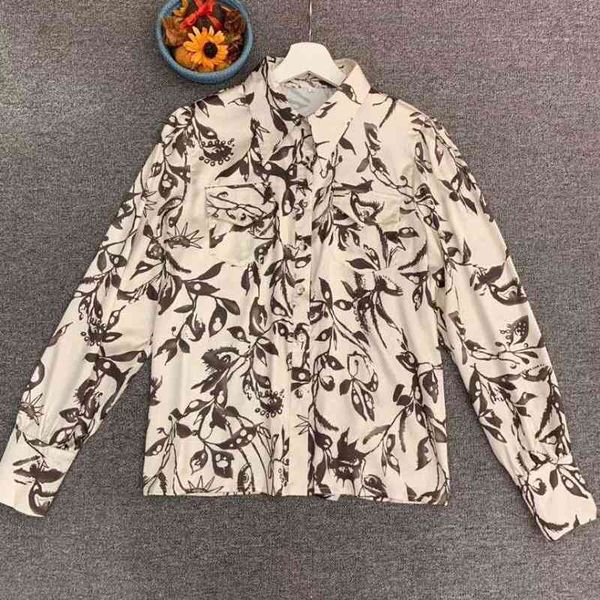 

shorts fashion suits autumn set female turn-down collar tunic print sleeve shirts+casual long pant sets, White;black