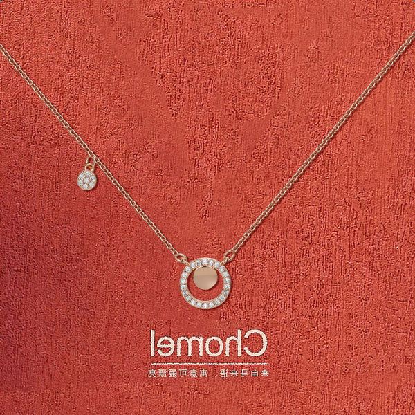 

singapore official website brand chomel wafer sterling silver necklace, female minority clavicle chain, versatile, simple and fashionable, Black