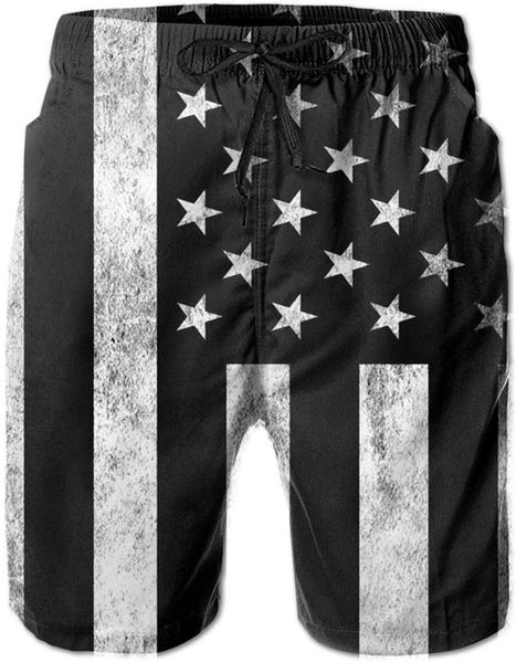 

american flag-10 men's beach shorts, quick drying mesh lining swim swimsuits with pockets shorts, White;black