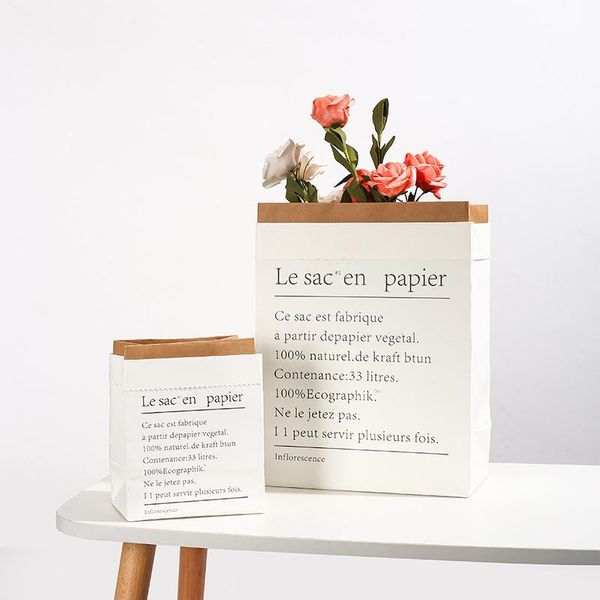 

gift wrap 3pcs storage kraft paper bag flowers bouquet packaging pouch sundries dried