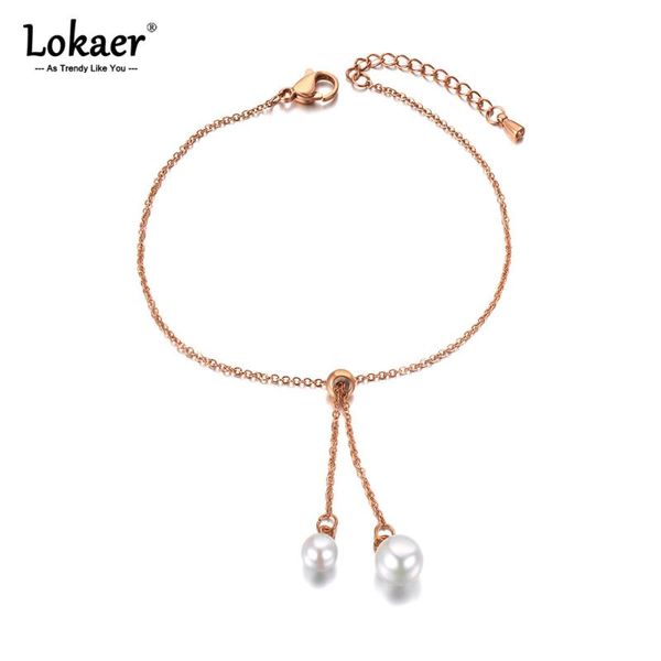 

link, chain lokaer original design fashion stainless steel white pearl adjustable bracelet for women bohemia & link b21062, Black