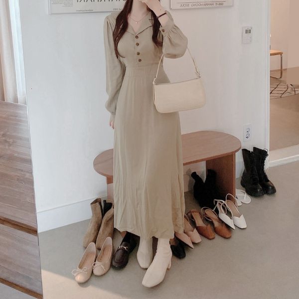 

dress 2021 female casual autumn solid shirt pants long pockets maxi office ladies work cotton party femme robe, Black;gray