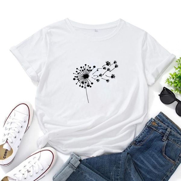 

dandelion shaped bear print t-shirt women o-neck casual cotton tshirt beautiful and simple style camisetas mujer women's, White
