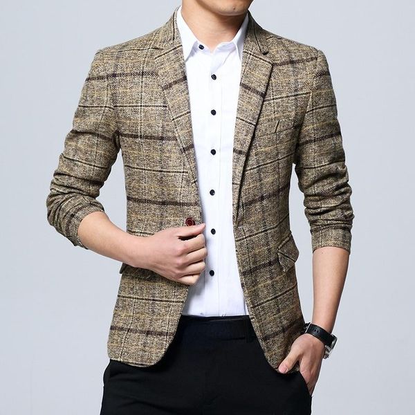 

men's suits & blazers 2021 plaid small suit male soil youth handsome autumn casual self-cultivation korean style trend woolen single we, White;black