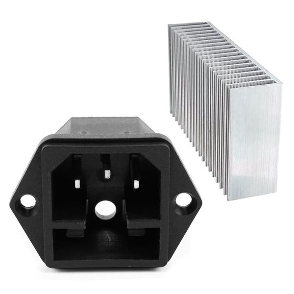 

smart power plugs 2iec 320 c14 male type plug screw panel connector with fuse holder aluminum heatsink cooling