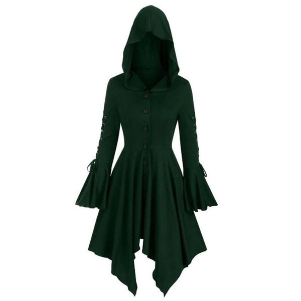 

women's jackets women corns lace up hooded cardigan ruffle sleeves irregularly cloak coat solid thin outerwear & coats, Black;brown