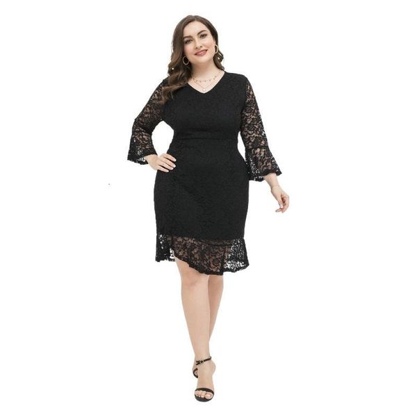 

dresses spring and summer large size women's intellectual elegant irregular long-sleeved slim lace casual es, Black;gray