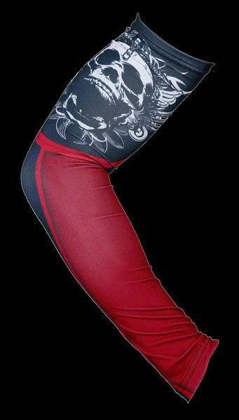 

elbow & knee pads 2 pieces brand tattoo sleeves arm warmer stockings skull for biker skateboard cod cs game outdoor, Black;gray