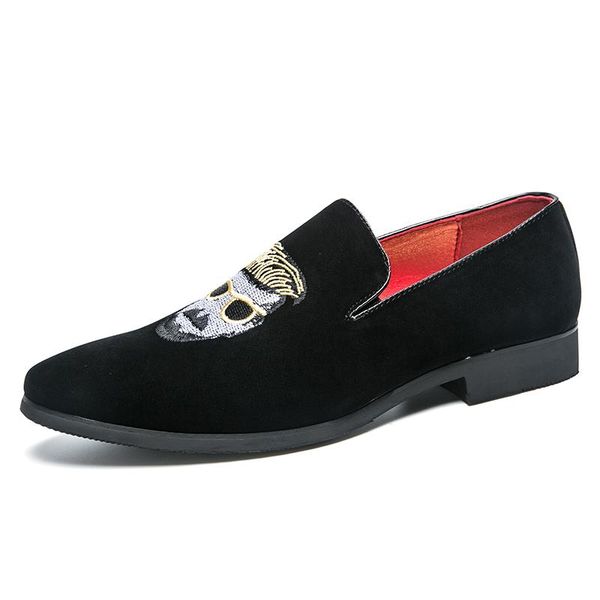 

dress shoes men wedding trendy suede gentlemen party moccasins slip on loafers footwear mocassin homme, Black