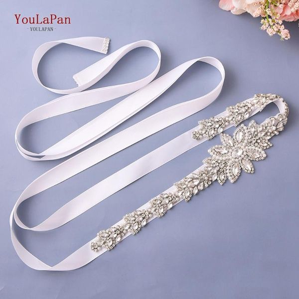 

wedding sashes youlapan s410 luxury rhinestone belt for dress marriage women's with pearls sparkly belts formal, White
