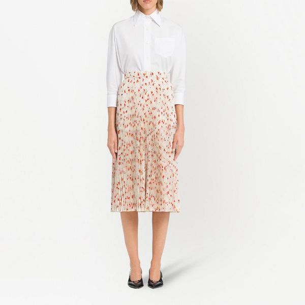

skirts 2021 french elegant all-match waist elastic double layer nude pink print skirt women, summer small fresh floral pleated, Black