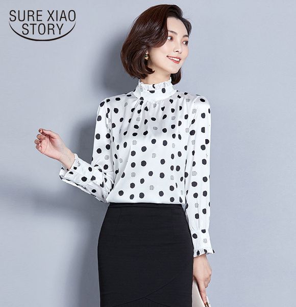 

vertical collar long sleeve silk spring plus loose riverdale shirt women 2694 50 210417, White